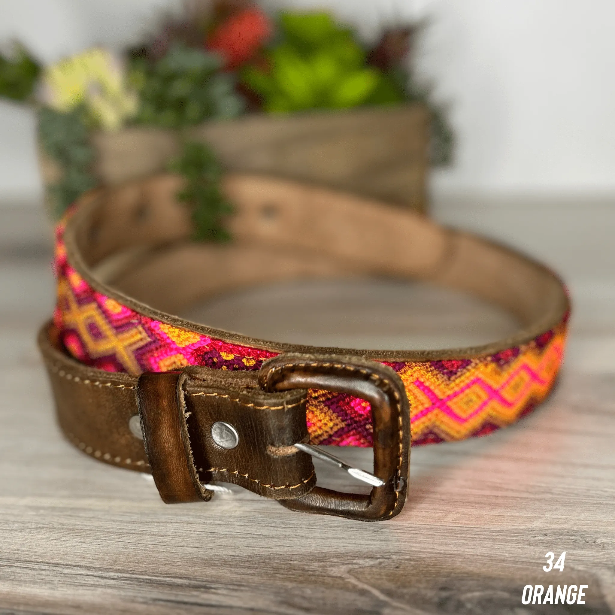 Mexican Embroidered Leather Belt