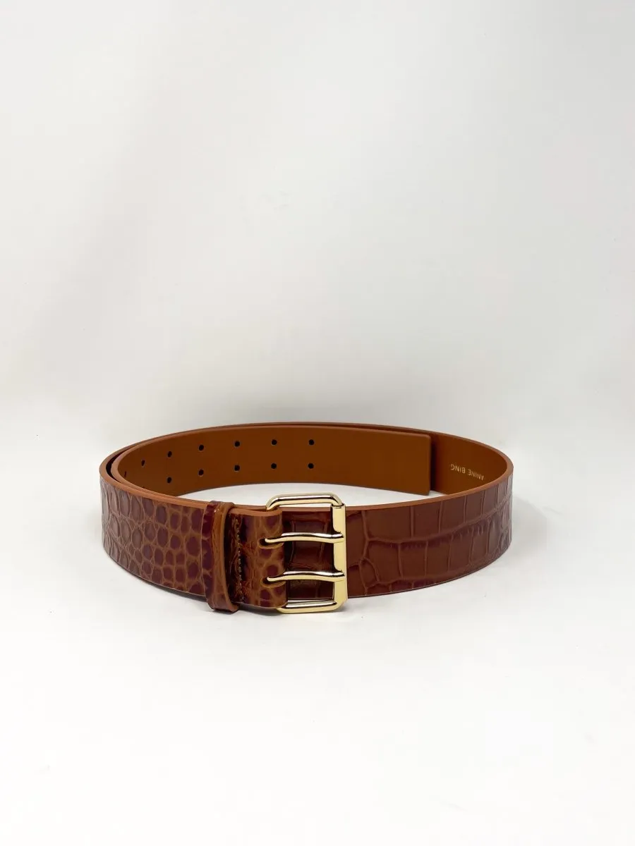 Mila Belt in Embossed Brown