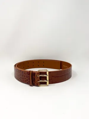 Mila Belt in Embossed Brown