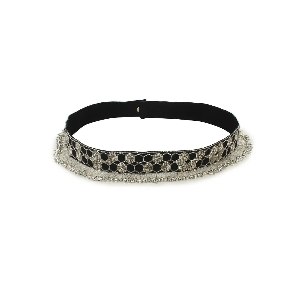 Modarta By Kamakshi Black Embroidered Waist Belt