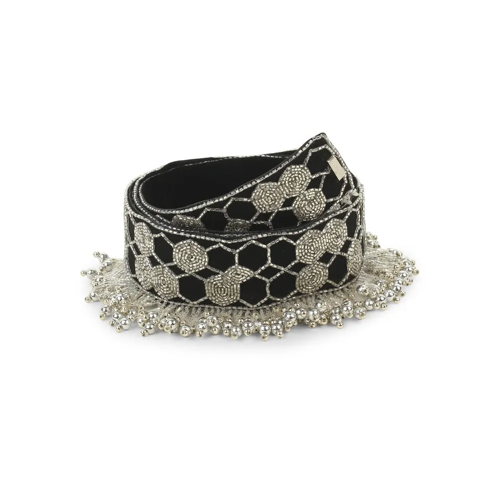 Modarta By Kamakshi Black Embroidered Waist Belt