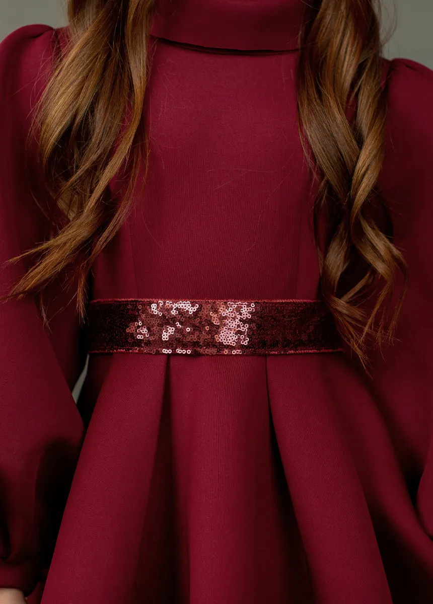 Molly Sequin Belt in Burgundy