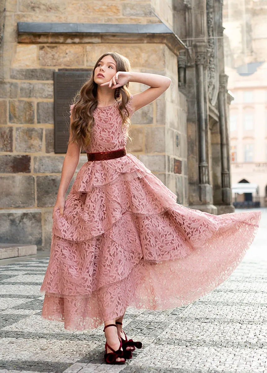 Molly Sequin Belt in Burgundy