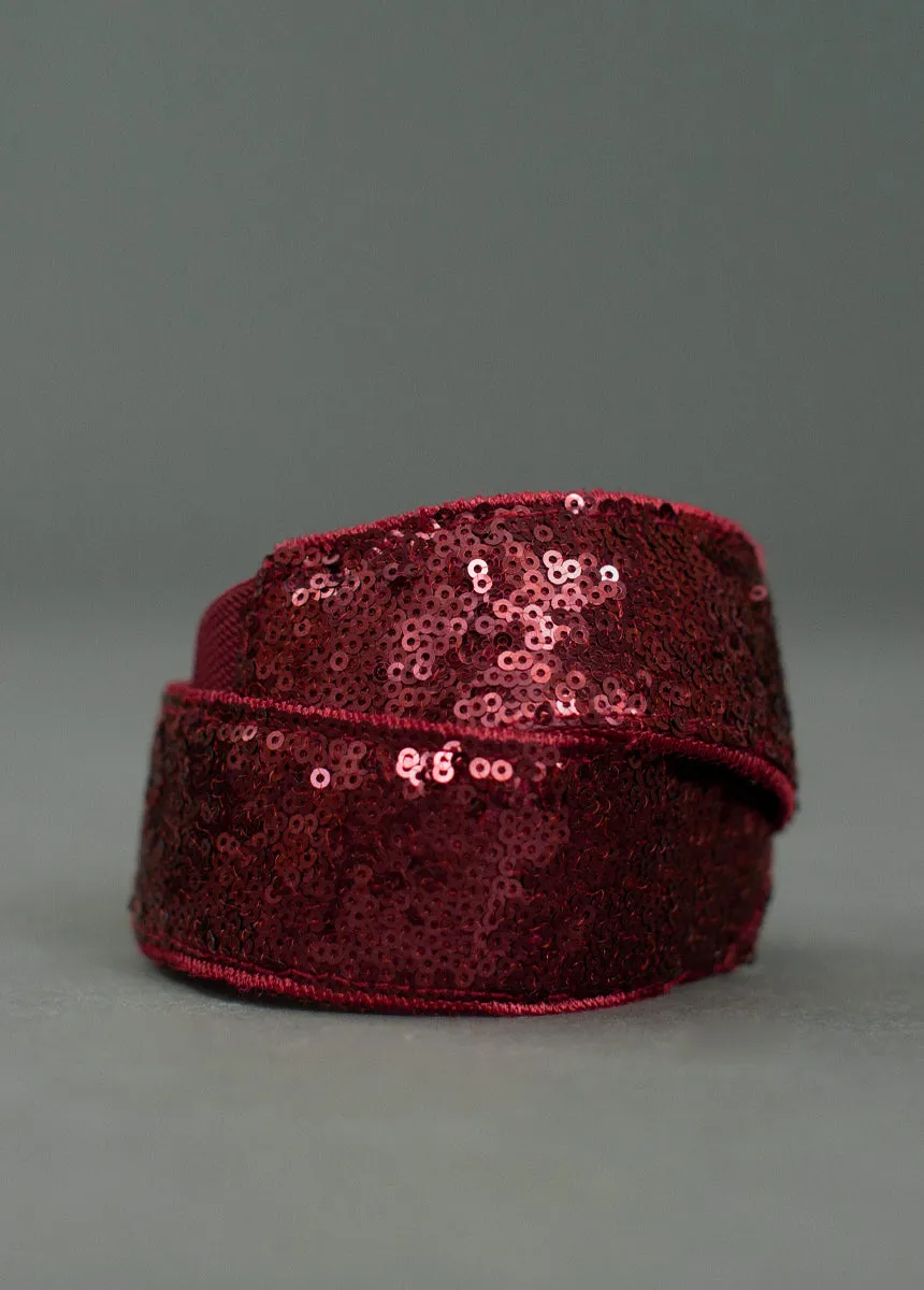 Molly Sequin Belt in Burgundy