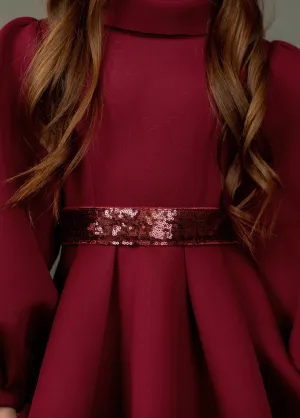 Molly Sequin Belt in Burgundy