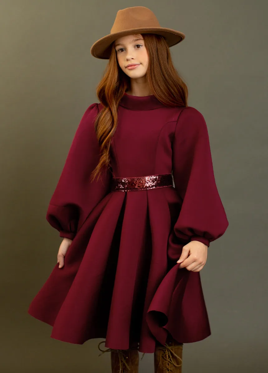 Molly Sequin Belt in Burgundy