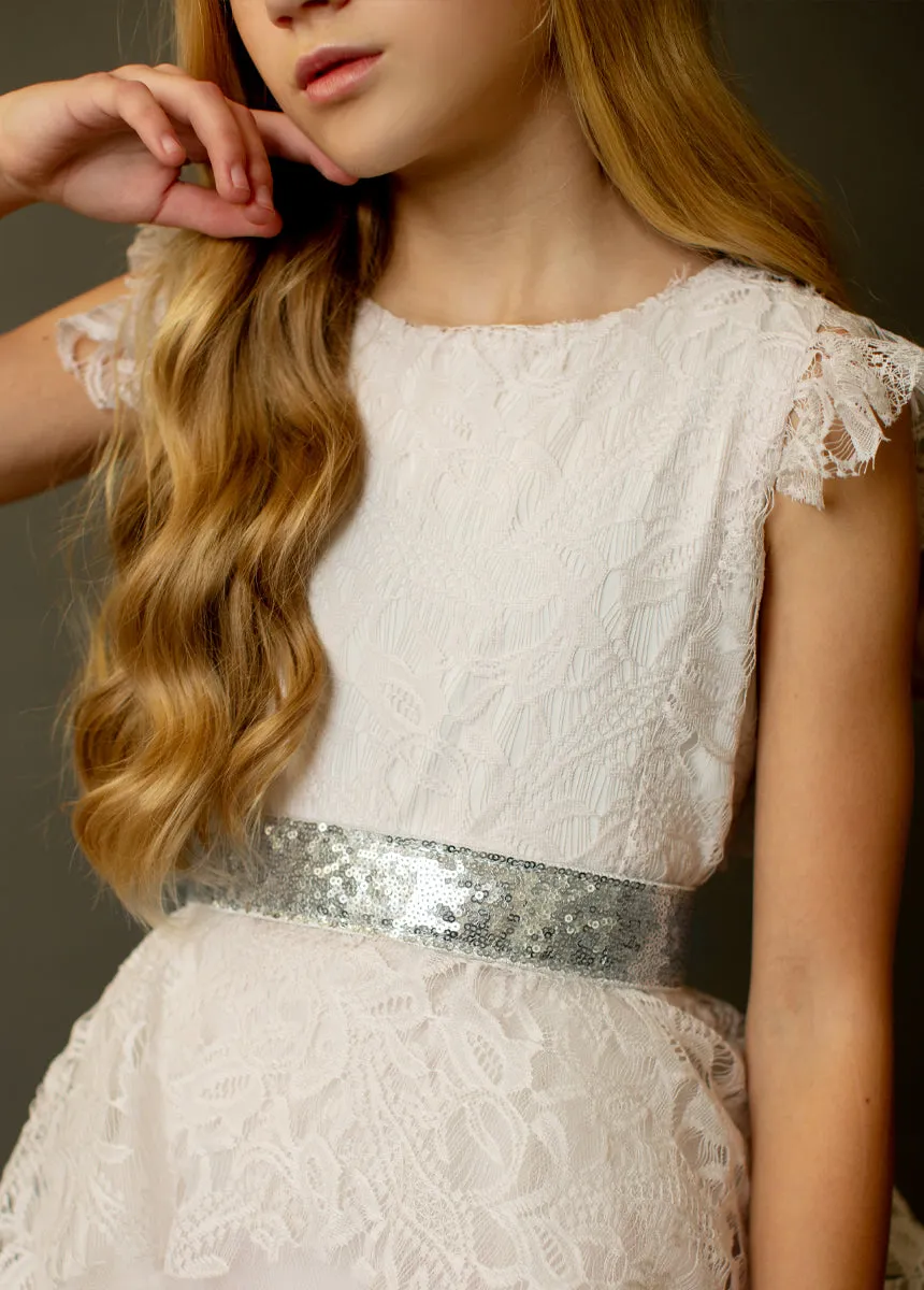 Molly Sequin Belt in Silver