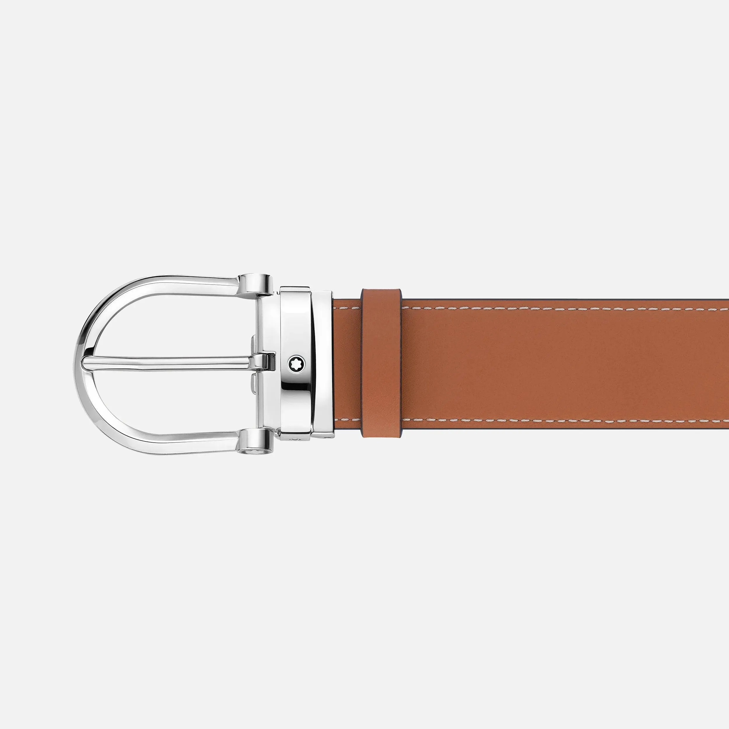 Montblanc 35mm belt riding horse buckle reversible gray leather smoke/natural 129441