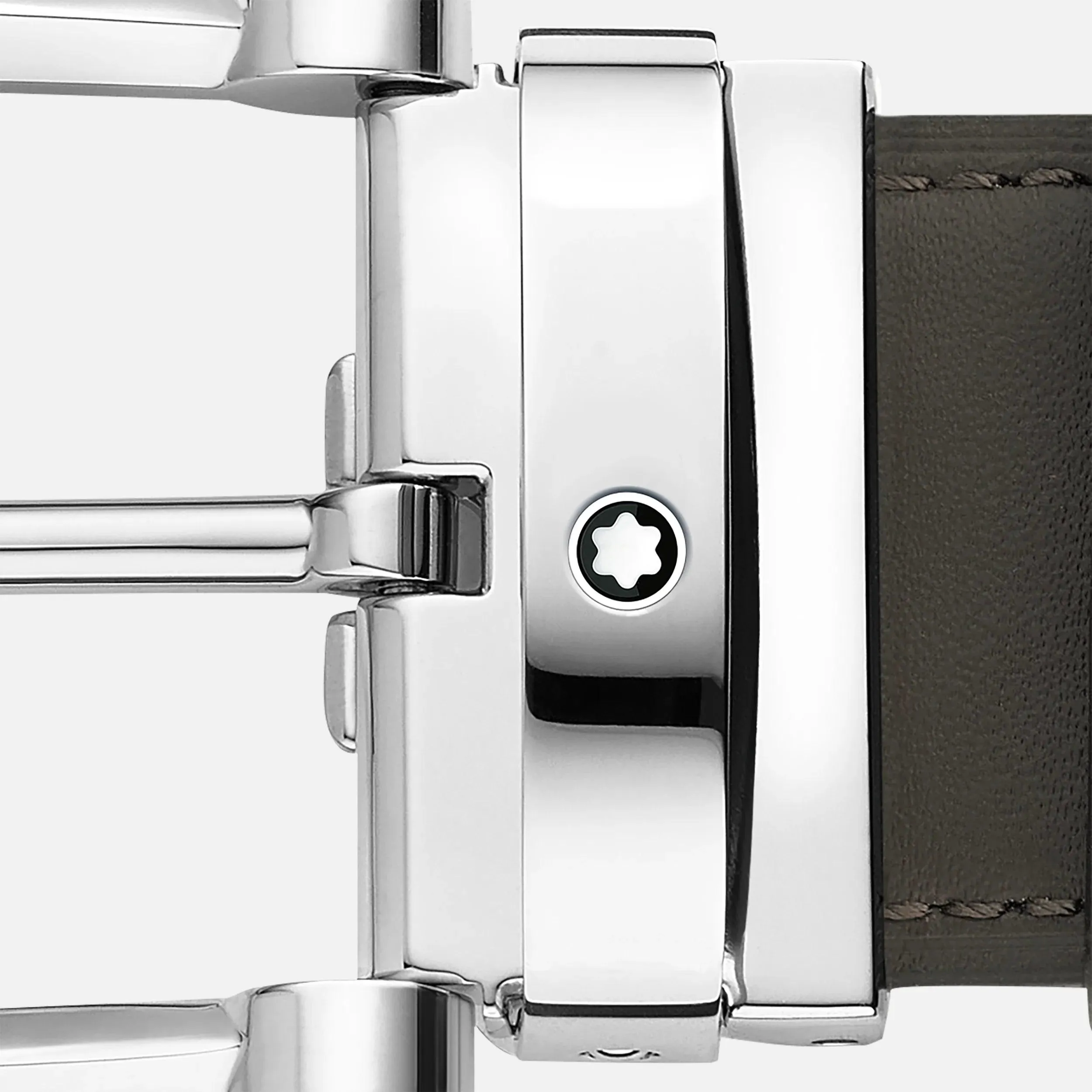 Montblanc 35mm belt riding horse buckle reversible gray leather smoke/natural 129441