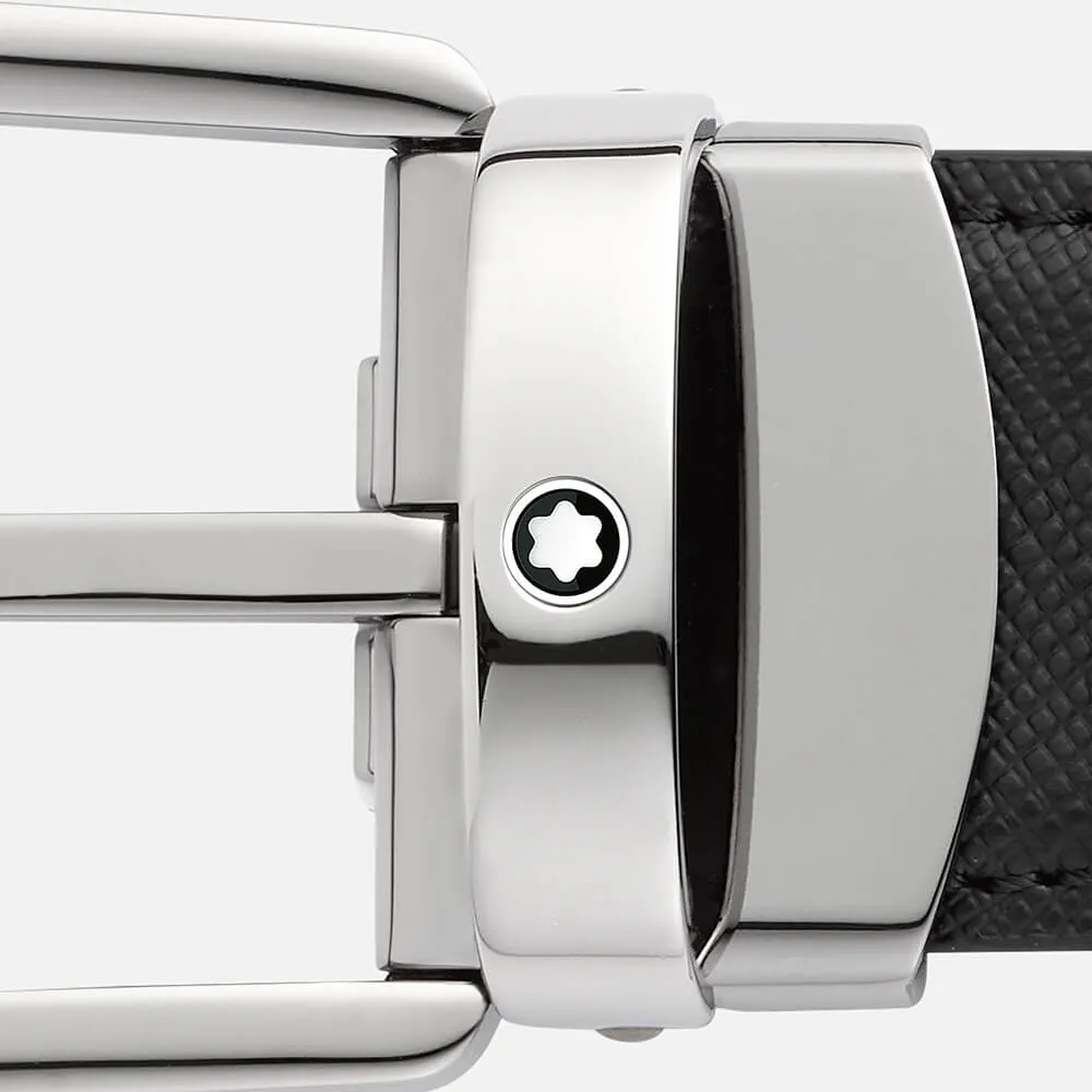Montblanc HORSESHOE BUCKLE BLACK/BLUE 30 MM REVERSIBLE LEATHER BELT 128763