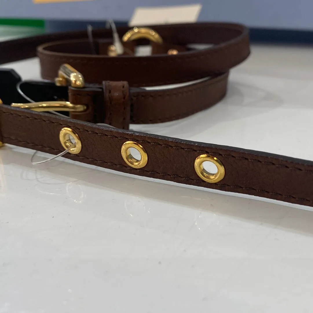 Moschino Brown Leather and Gold Logo Belt