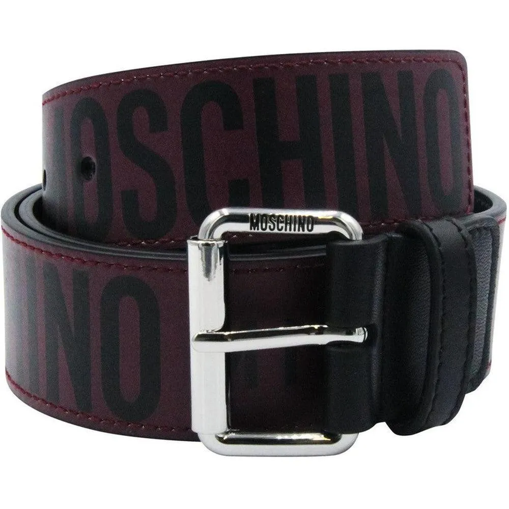 Moschino Couture Leather Belt With All Over Logo