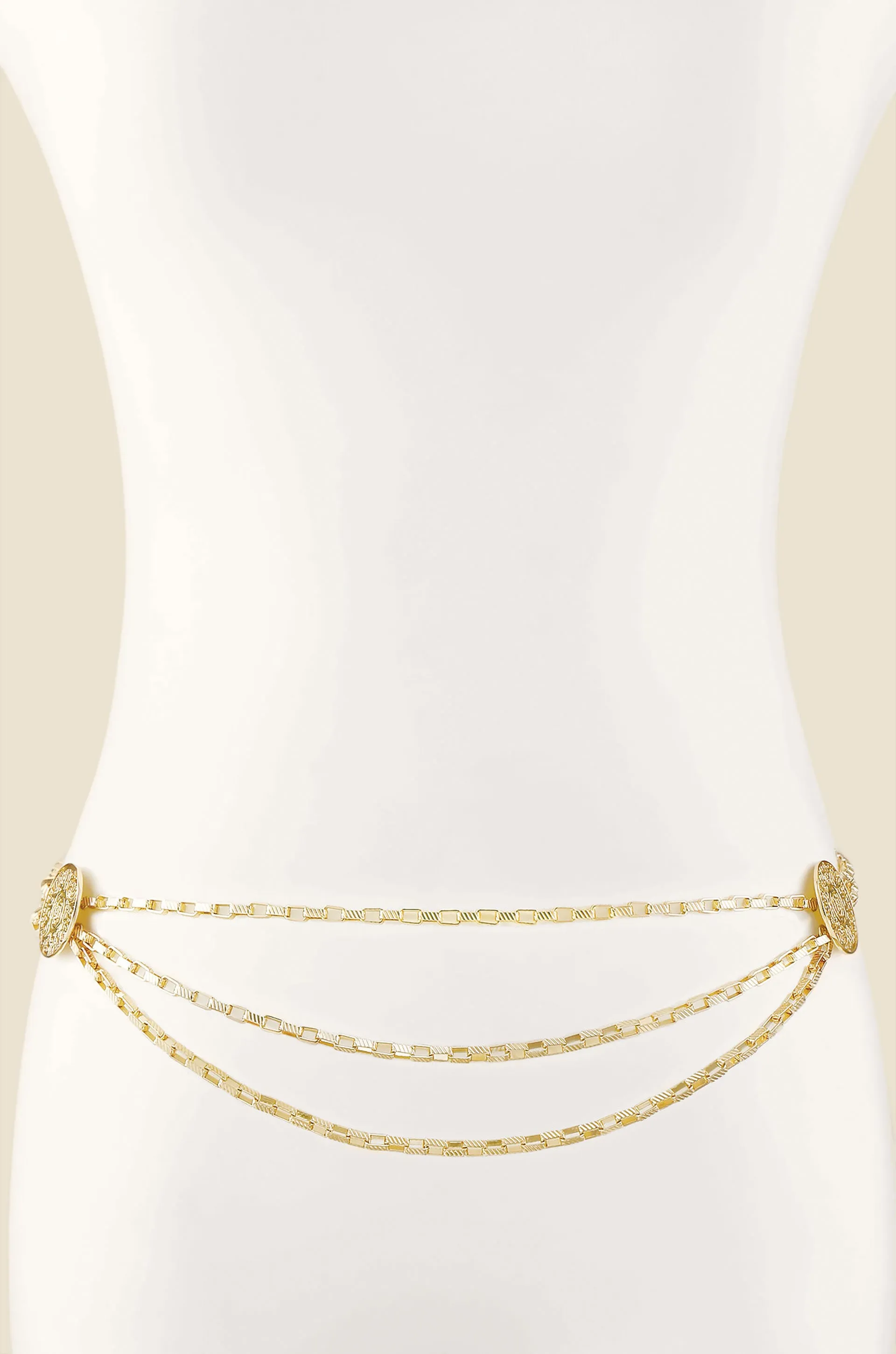 Multi-Chain Coin Dangle Belt in Gold