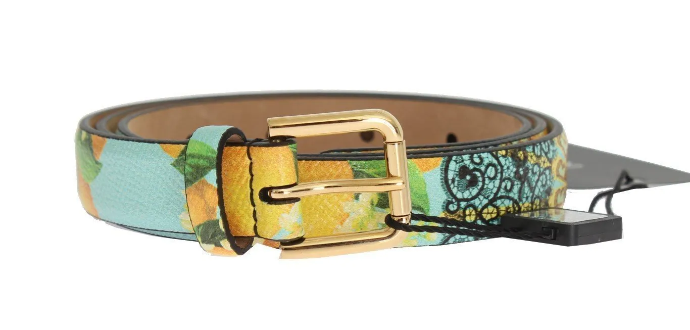 Multicolor Leather Floral Pattern Belt