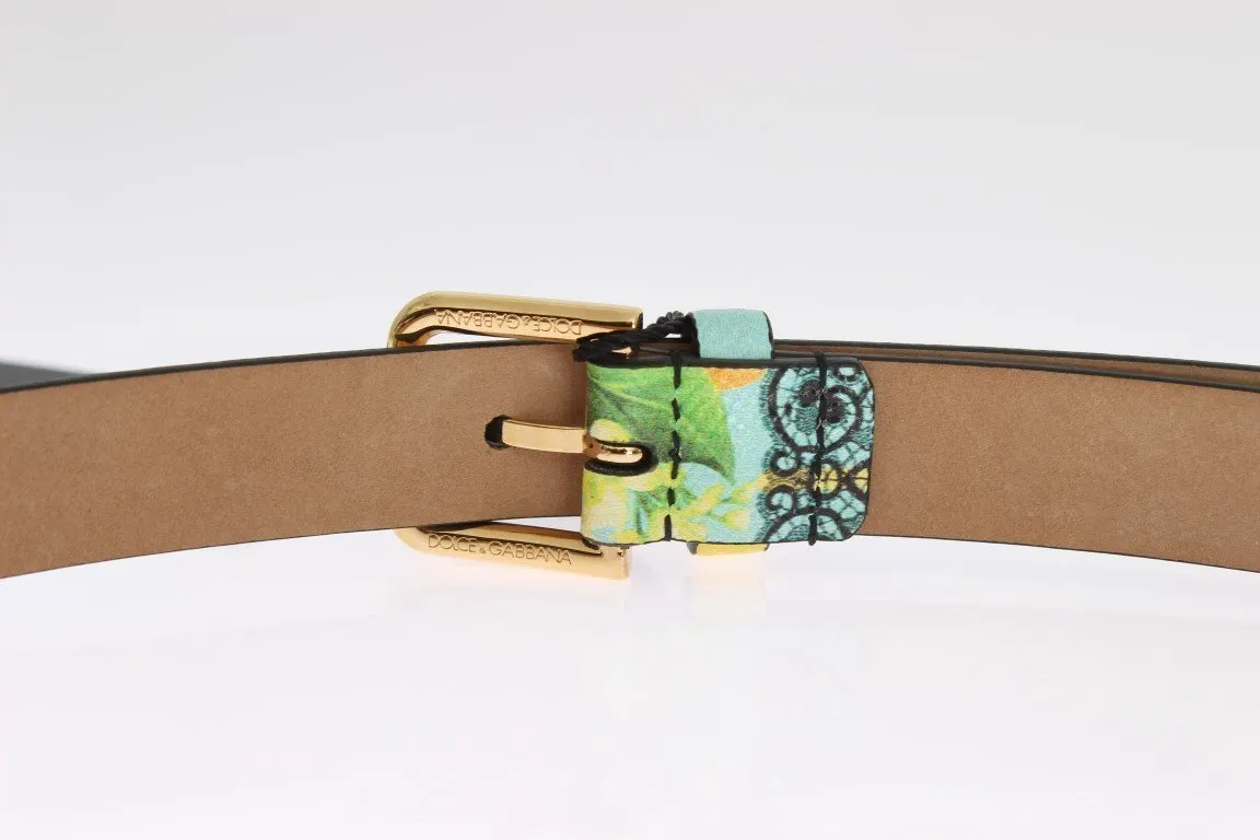Multicolor Leather Floral Pattern Belt