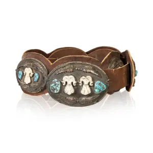 Navajo Turquoise Concho Belt with Bighorns