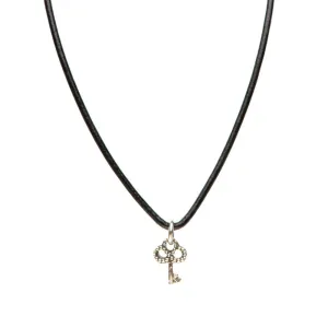 Necklace Leather Smooth - Black, S (16-18inch/41-46cm)