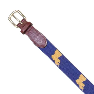 NEEDLEPOINT AND LEATHER BELT