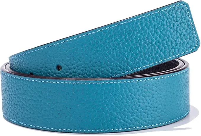 New Vatee's Reversible Genuine Leather Belts For Men/Women Replacement Belt Strap Without Buckle 1.5 inch Wide BLACK/MATTE LIGHT BLUE! RETAILS $40 
