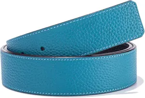 New Vatee's Reversible Genuine Leather Belts For Men/Women Replacement Belt Strap Without Buckle 1.5 inch Wide BLACK/MATTE LIGHT BLUE! RETAILS $40 