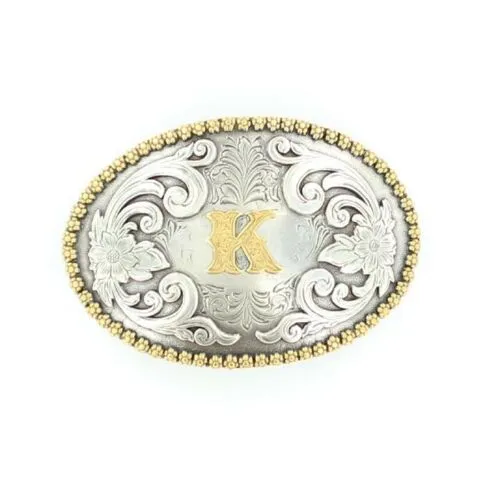 Nocona Oval Initial Rope Edge Belt Buckle