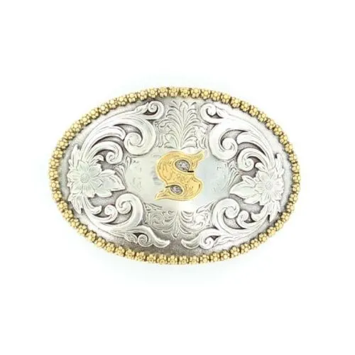 Nocona Oval Initial Rope Edge Belt Buckle