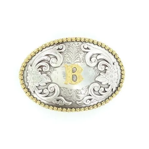 Nocona Oval Initial Rope Edge Belt Buckle