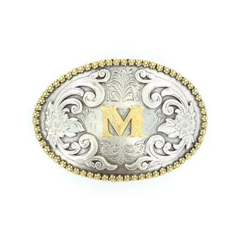 Nocona Oval Initial Rope Edge Belt Buckle