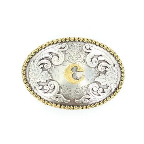 Nocona Oval Initial Rope Edge Belt Buckle