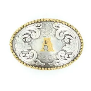 Nocona Oval Initial Rope Edge Belt Buckle