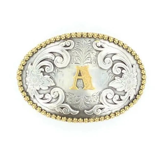 Nocona Oval Initial Rope Edge Belt Buckle