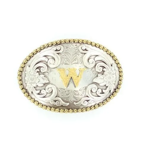 Nocona Oval Initial Rope Edge Belt Buckle