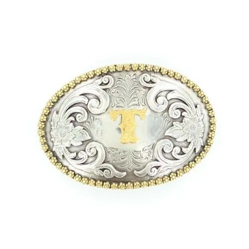 Nocona Oval Initial Rope Edge Belt Buckle