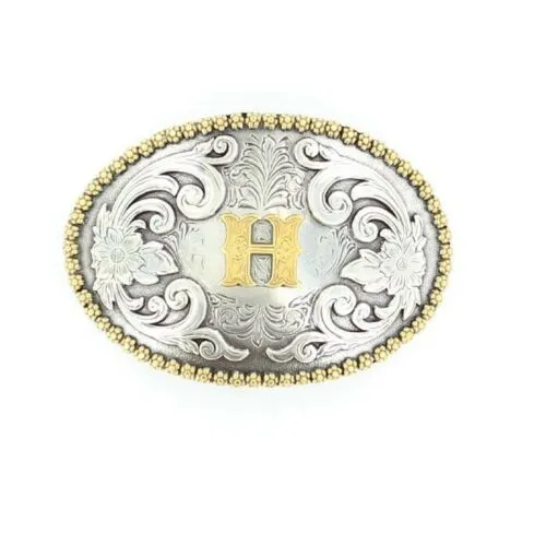 Nocona Oval Initial Rope Edge Belt Buckle