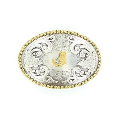 Nocona Oval Initial Rope Edge Belt Buckle