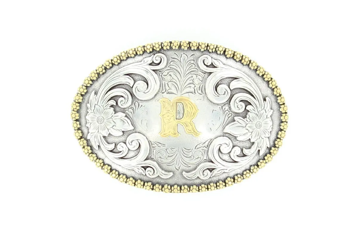 Nocona Oval Initial Rope Edge Belt Buckle