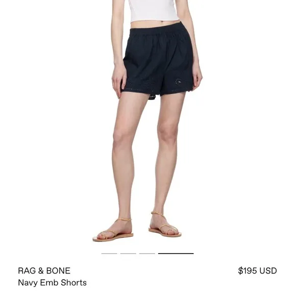 NWT- RAG &amp; BONE Marley FloralEmbroidered Drawstring Shorts Size L
