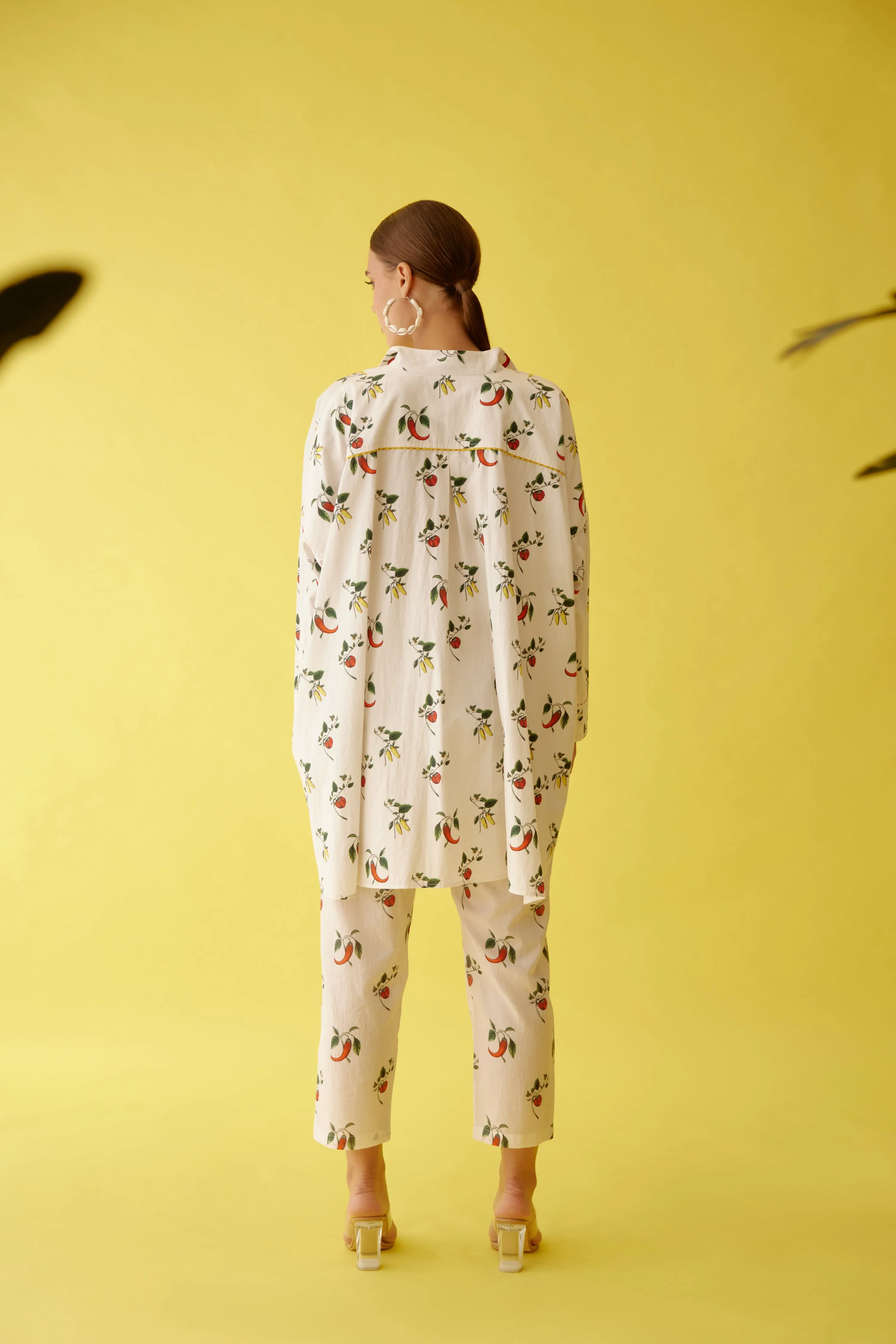 Off-white hand painted chilli print with belt co-ord sets