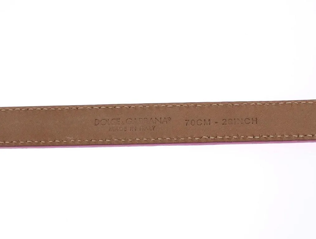 Orange Leather Gold Buckle Logo Waist Belt
