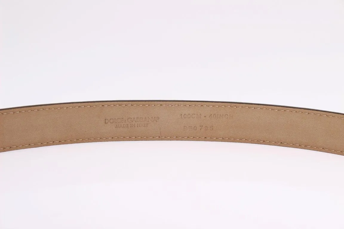 Orange Leather Gold Silver Buckle Belt