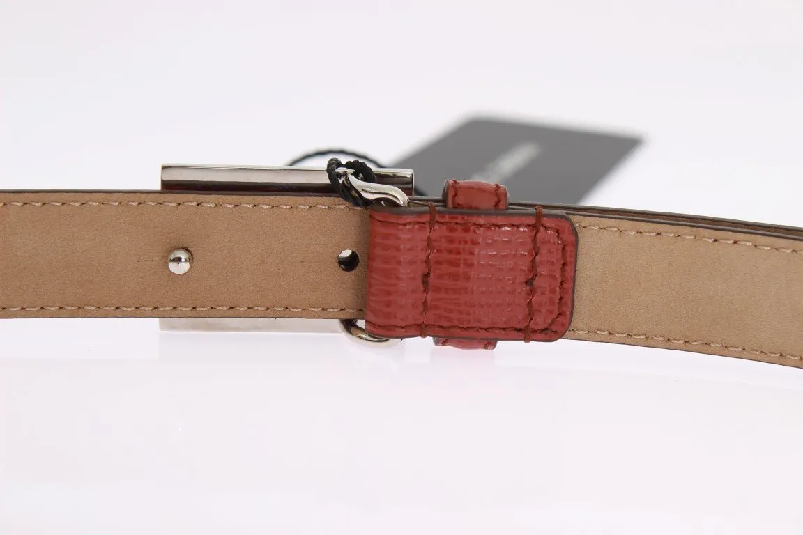 Orange Leather Gold Silver Buckle Belt