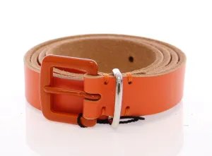 Orange Leather Logo Belt
