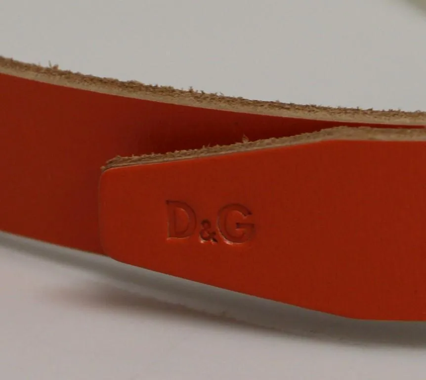 Orange Leather Logo Belt
