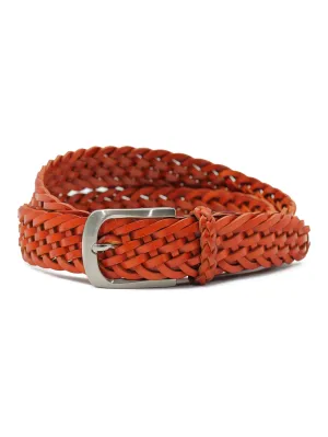 ORANGE WOVEN LEATHER BELT