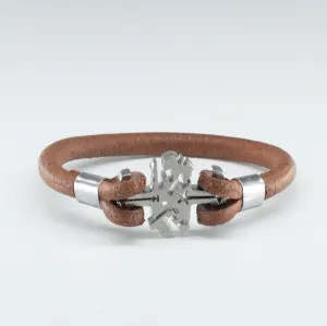Organic Leather Wristband with Stainless Steel “Pine Tree” Model Clasp