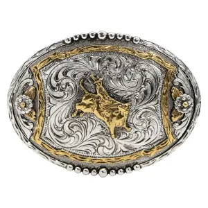 Oval Bull Rider with Flower Buckle