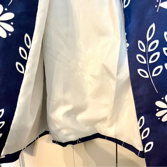 Painted Pony‎ 3/4 Sleeve Open Front Jacket XS Flower Child Blue White Floral NWT