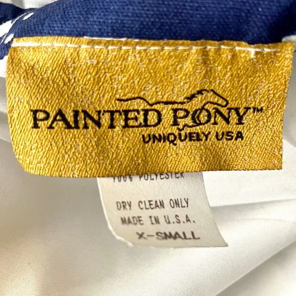 Painted Pony‎ 3/4 Sleeve Open Front Jacket XS Flower Child Blue White Floral NWT