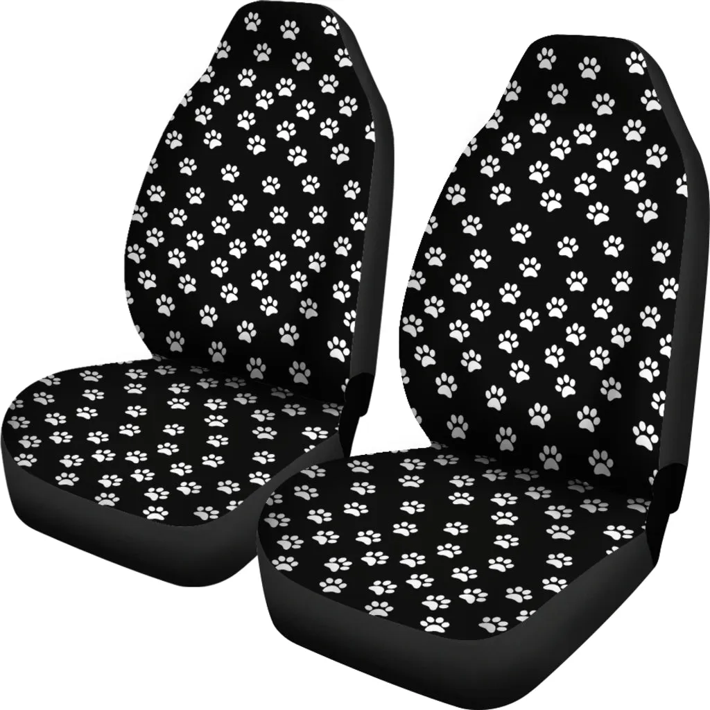 Paw Prints Black Car Seat Covers (Set of 2)