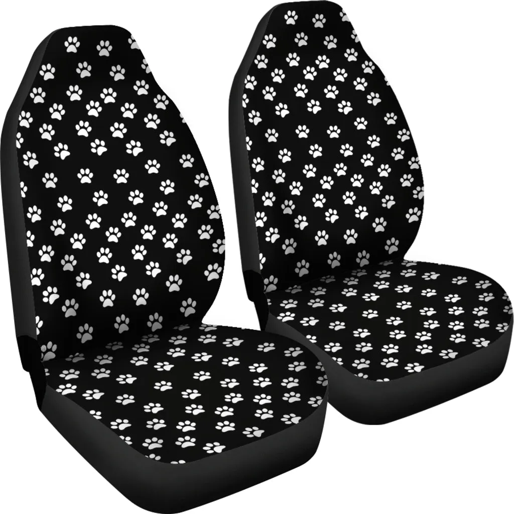 Paw Prints Black Car Seat Covers (Set of 2)